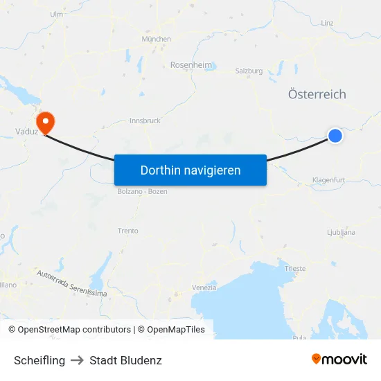 Scheifling to Stadt Bludenz map