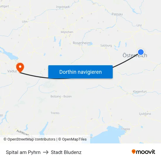 Spital am Pyhrn to Stadt Bludenz map