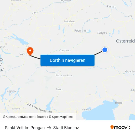 Sankt Veit Im Pongau to Stadt Bludenz map