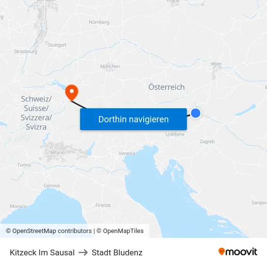 Kitzeck Im Sausal to Stadt Bludenz map