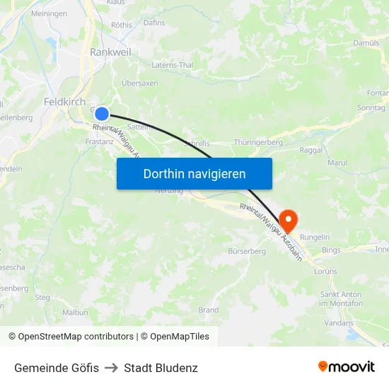 Gemeinde Göfis to Stadt Bludenz map