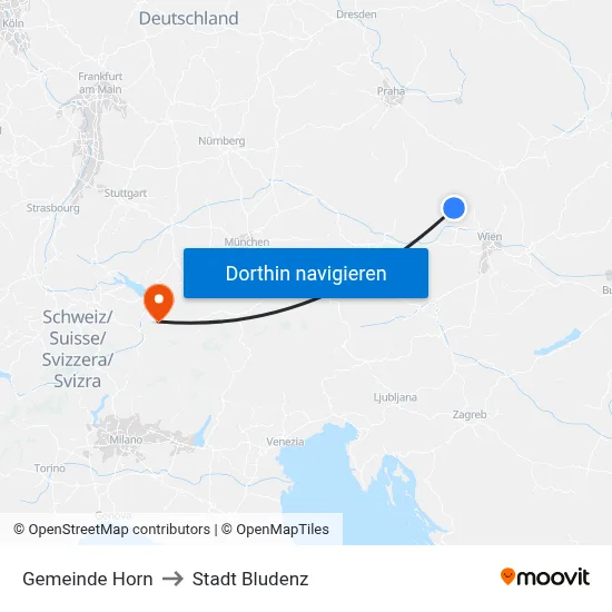 Gemeinde Horn to Stadt Bludenz map
