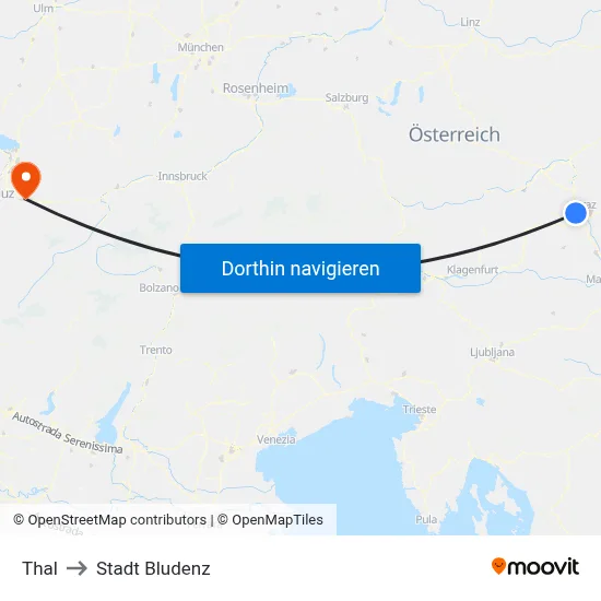 Thal to Stadt Bludenz map