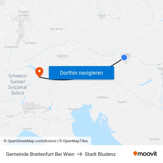 Gemeinde Breitenfurt Bei Wien to Stadt Bludenz map