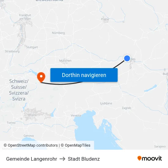 Gemeinde Langenrohr to Stadt Bludenz map