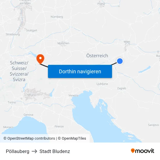 Pöllauberg to Stadt Bludenz map