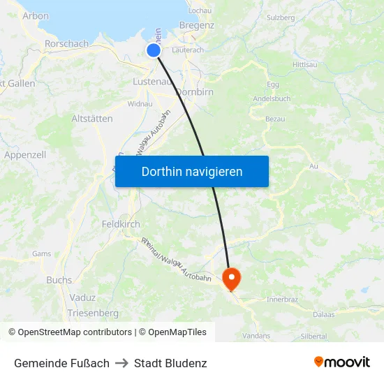 Gemeinde Fußach to Stadt Bludenz map