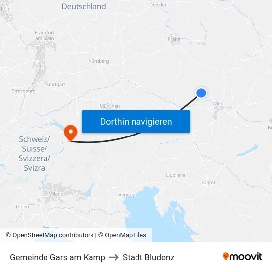 Gemeinde Gars am Kamp to Stadt Bludenz map