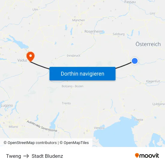 Tweng to Stadt Bludenz map