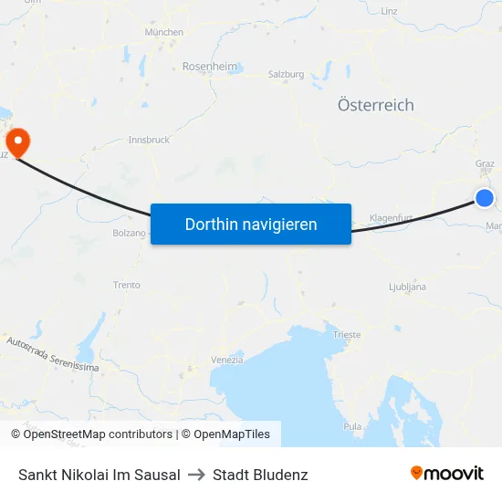 Sankt Nikolai Im Sausal to Stadt Bludenz map