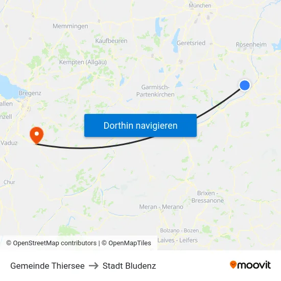 Gemeinde Thiersee to Stadt Bludenz map