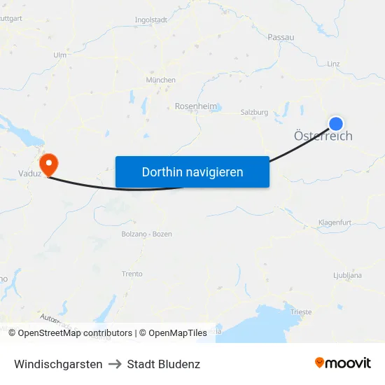 Windischgarsten to Stadt Bludenz map