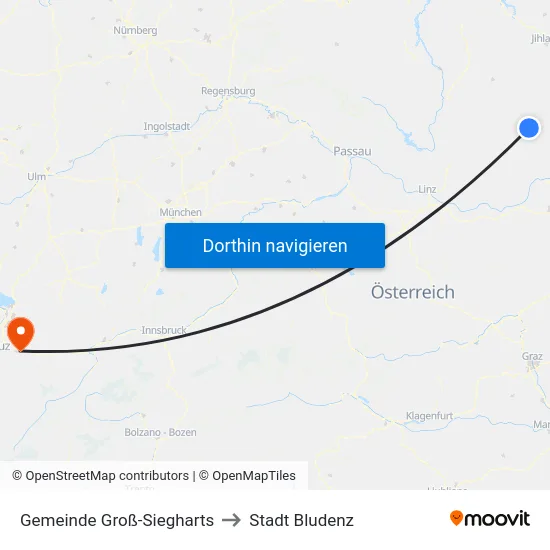 Gemeinde Groß-Siegharts to Stadt Bludenz map