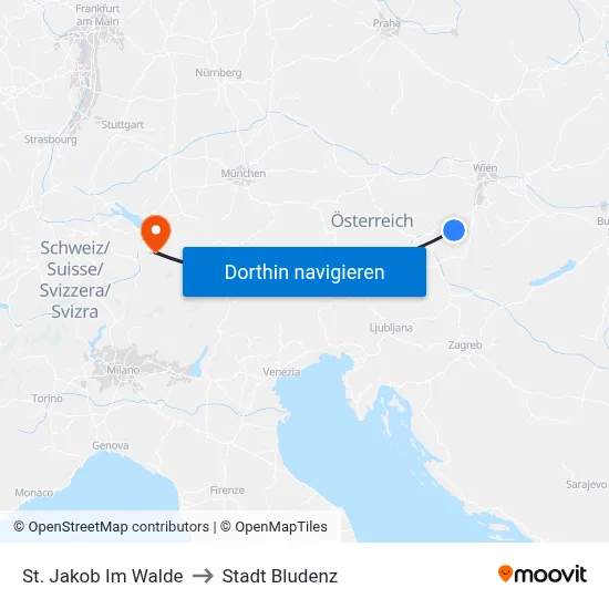 St. Jakob Im Walde to Stadt Bludenz map