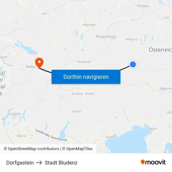 Dorfgastein to Stadt Bludenz map
