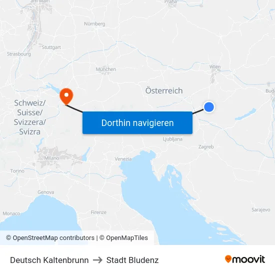 Deutsch Kaltenbrunn to Stadt Bludenz map