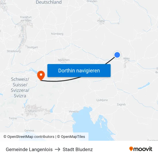 Gemeinde Langenlois to Stadt Bludenz map