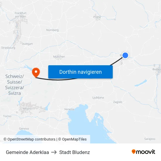 Gemeinde Aderklaa to Stadt Bludenz map