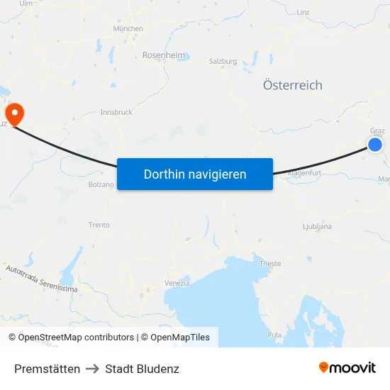 Premstätten to Stadt Bludenz map