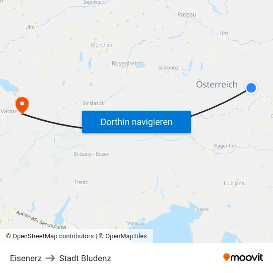 Eisenerz to Stadt Bludenz map