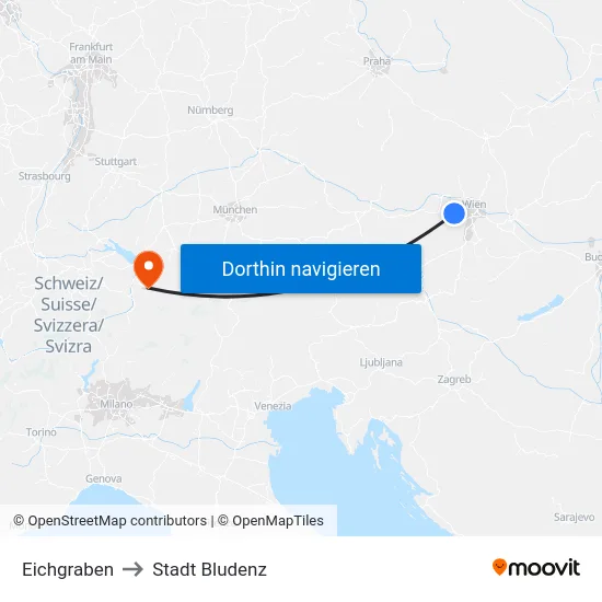 Eichgraben to Stadt Bludenz map