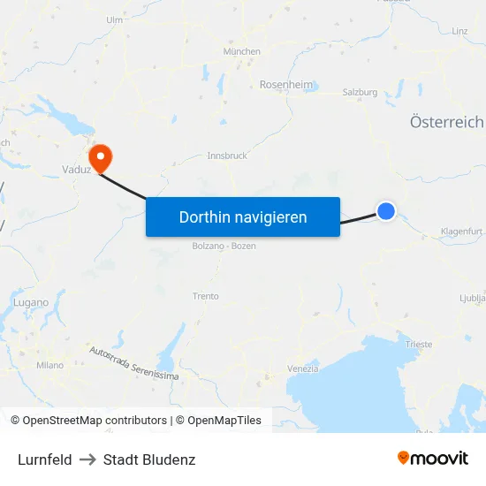 Lurnfeld to Stadt Bludenz map