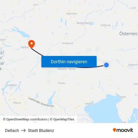 Dellach to Stadt Bludenz map