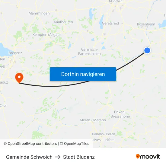 Gemeinde Schwoich to Stadt Bludenz map