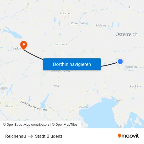 Reichenau to Stadt Bludenz map