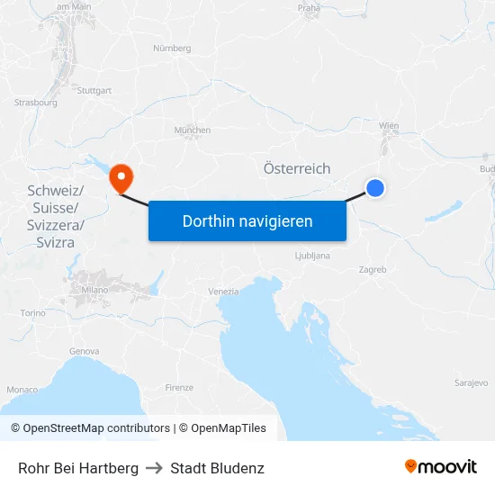 Rohr Bei Hartberg to Stadt Bludenz map