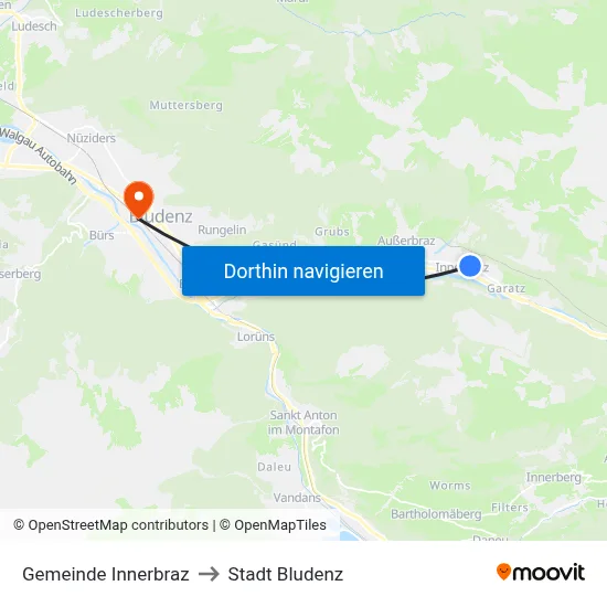 Gemeinde Innerbraz to Stadt Bludenz map