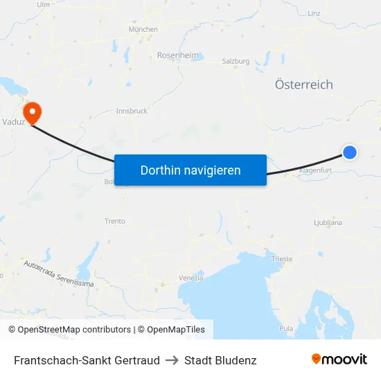 Frantschach-Sankt Gertraud to Stadt Bludenz map