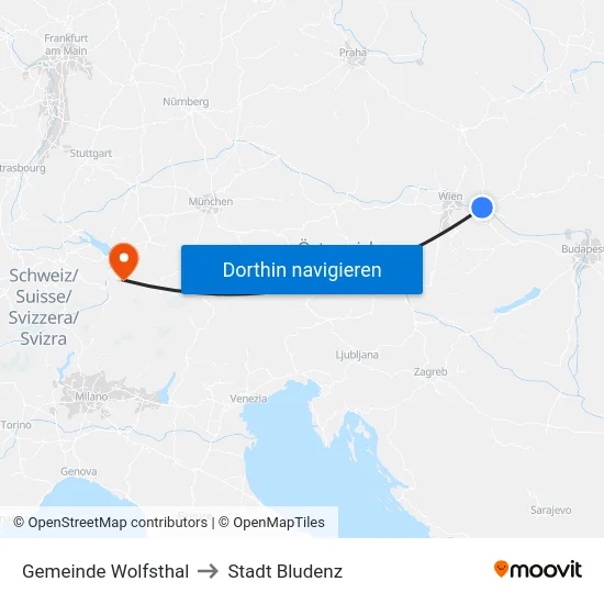 Gemeinde Wolfsthal to Stadt Bludenz map