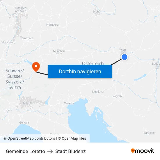Gemeinde Loretto to Stadt Bludenz map