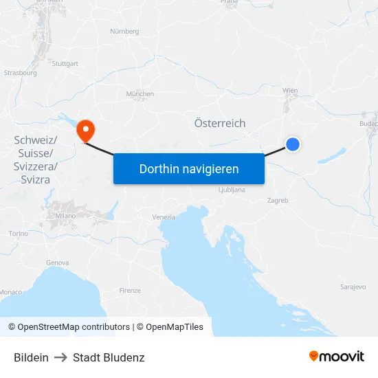 Bildein to Stadt Bludenz map