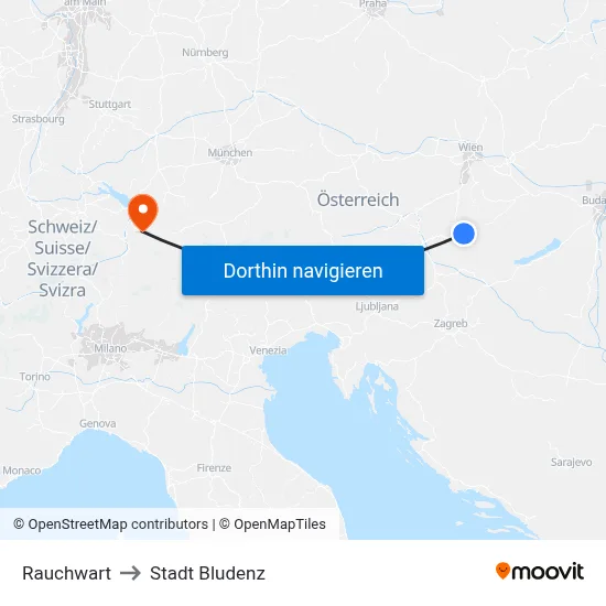 Rauchwart to Stadt Bludenz map