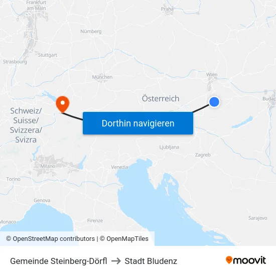 Gemeinde Steinberg-Dörfl to Stadt Bludenz map