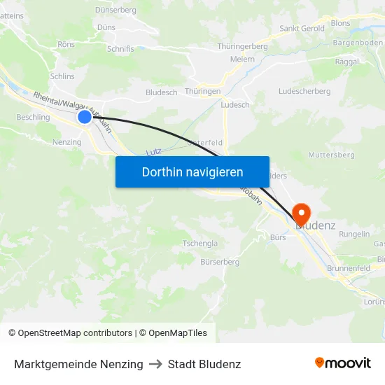 Marktgemeinde Nenzing to Stadt Bludenz map