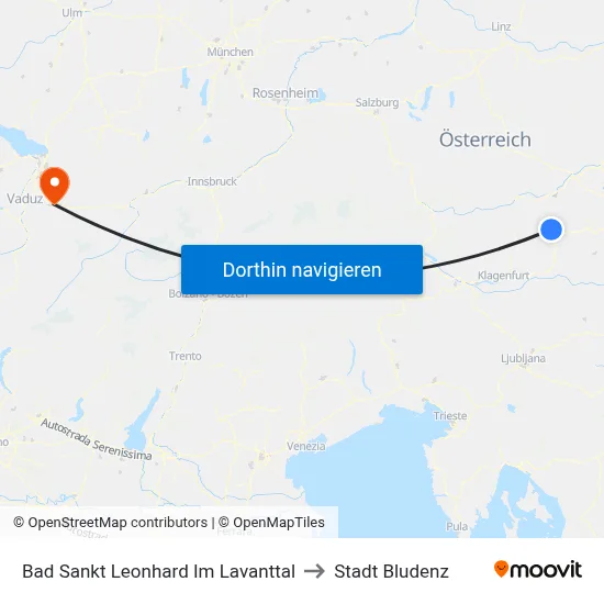 Bad Sankt Leonhard Im Lavanttal to Stadt Bludenz map