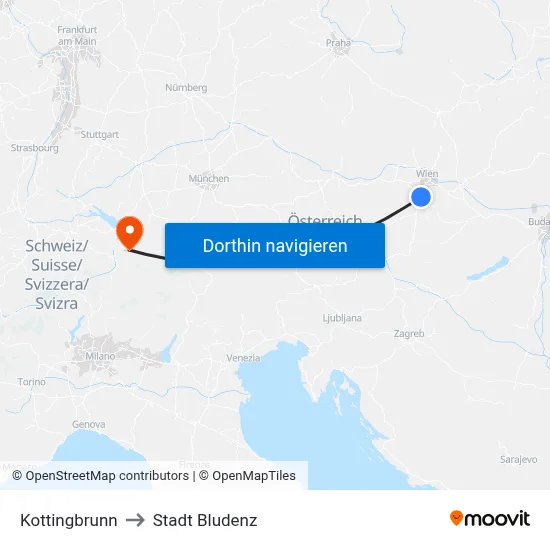 Kottingbrunn to Stadt Bludenz map
