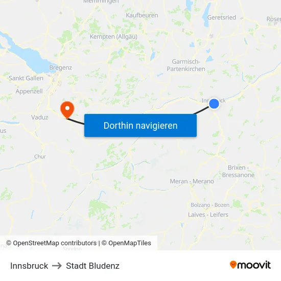 Innsbruck to Stadt Bludenz map