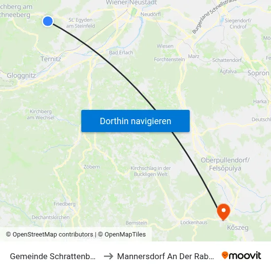 Gemeinde Schrattenbach to Mannersdorf An Der Rabnitz map