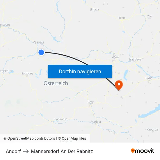 Andorf to Mannersdorf An Der Rabnitz map