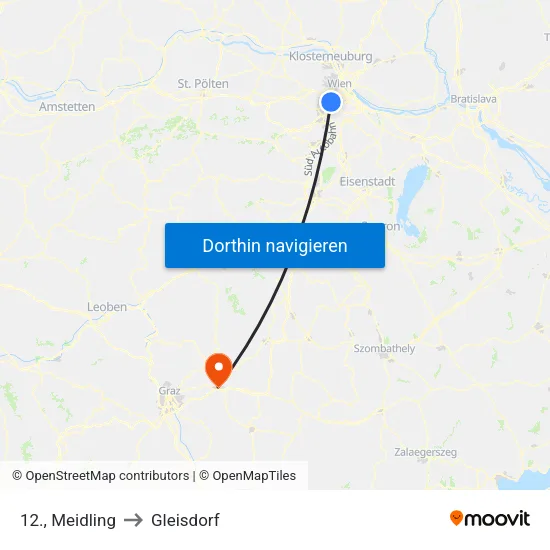 12., Meidling to Gleisdorf map