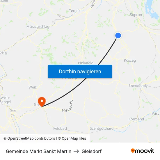 Gemeinde Markt Sankt Martin to Gleisdorf map
