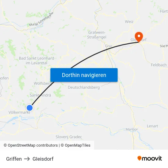 Griffen to Gleisdorf map
