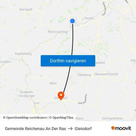 Gemeinde Reichenau An Der Rax to Gleisdorf map