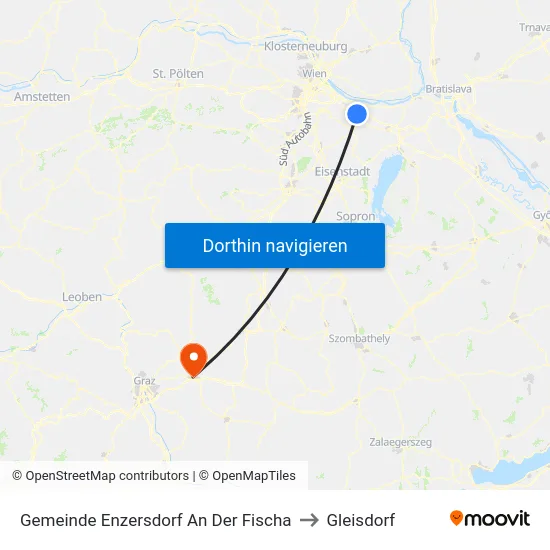 Gemeinde Enzersdorf An Der Fischa to Gleisdorf map