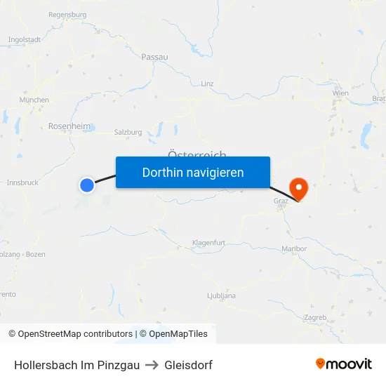 Hollersbach Im Pinzgau to Gleisdorf map