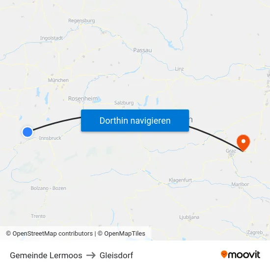 Gemeinde Lermoos to Gleisdorf map